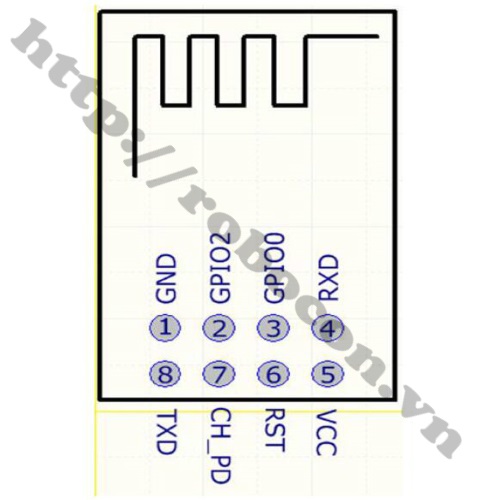 sơ đồ chân Module Wifi ESP8266 ESP-01